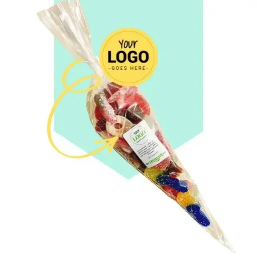 Bedrukte snoepzakjes met veggie mix met logo 